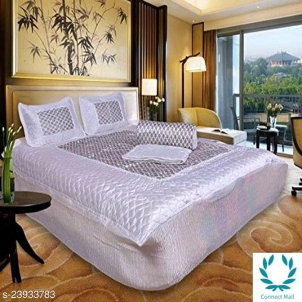 Luxury King Size Bedsheet - King (Length Size: 100 in, Width Size: 90 in, Pillow Length Size: 27 in, Pillow Width Size: 17 in), White, Satin